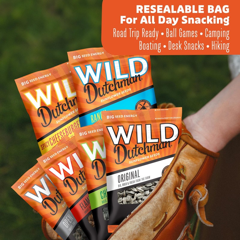 Wild Dutchman Roasted Sunflower Seeds in a Resealable Bag for