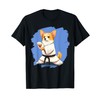 Corgi Doing Karate Kick Black Belt Martial Arts Dog T-Shirt