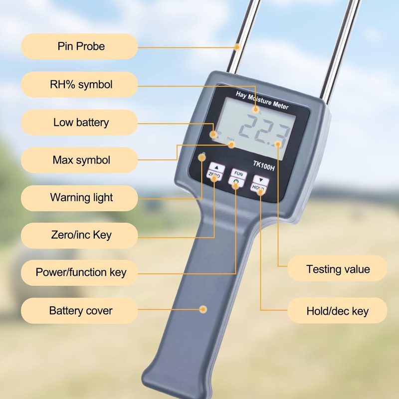 HOJILA TK100H Hay Moisture Meter for Cereal Straw, Forage Grass,