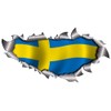 Small Single Flag Of Sweden Metal Rip Open Sticker