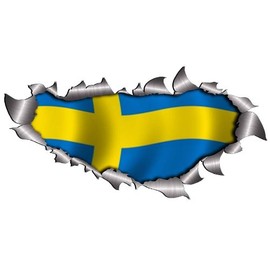 Small Single Flag Of Sweden Metal Rip Open Sticker
