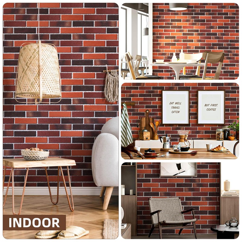 Holydecot 76pcs Red Thin Brick Veneers, Curlable Red Brick Tiles,