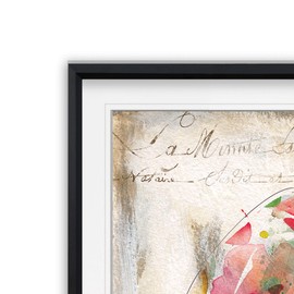 Renditions Gallery Flowered Rooster Animal Wall Art Framed Farmhouse Colorful Artwork Fine Giclee Prints for Home Decor Painting, 16x16