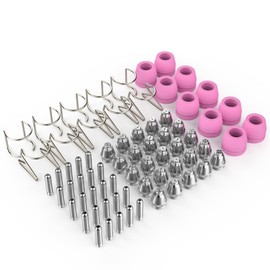 WelderElite 70-Piece AG60P Plasma Cutter Consumables Kit .045" – Tips Nozzles Electrodes Shield Cups Wire Guides for AG-60, AG-60P, SG-55, WSD-60 (With Storage Box)