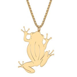 RAIDIN 18K Gold Silver Plated Stainless Steel Cute Animal Frog Pendant Necklace Minimalist Jewellery Gifts for Women Girls Children, Stainless Steel, No Gemstone