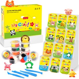 Air Dry Clay Kit for Kids - 12 Portable Packs, Color-Mixing Magic, Ultra Soft & Mess-Free, DIY Modeling Clay with Sculpting Tools & Fun Tutorials, Creative Arts & Crafts Gift for Boys & Girls