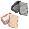2Pcs Travel Soap Case with Drainage Pad, Leak-Proof Silicone Bar