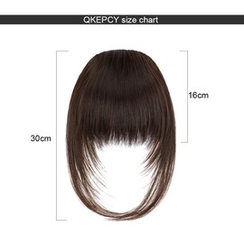 QKEPCY Clip-In Fringe Clip-In Fringe Real Hair Extensions with Temples Remy Fringe Hairpiece Real Hair in Bangs Fringe Extensions Natural Bangs for Women