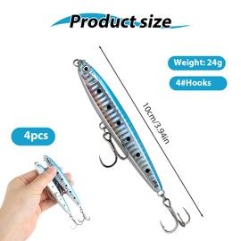 Pack of 2 Fishing Lures 10 cm / 24 g, Sinking Long Throw Pencil Bait, Artificial Bait, Blinker, Catfish Bait, Ideal for River, Lake, Coast, Boats and Sea Fishing