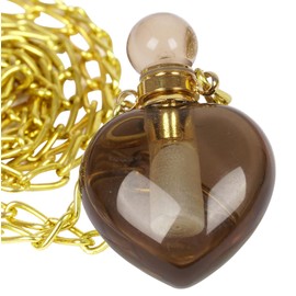 REIKIERA Natural Smoky Quartz Pendant Necklace Gemstone Perfume Bottle Necklace for Men/Women, Healing Crystal Necklace Essential Oil Diffuser With Gold Plated Chain