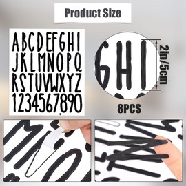 AIEX 8 Sheets 5 cm Number Stickers, Alphabet Stickers, Vinyl Alphabet Number Stickers for Home, Office, School, Mailbox, Address, Door, Office (Black, Slim Style)