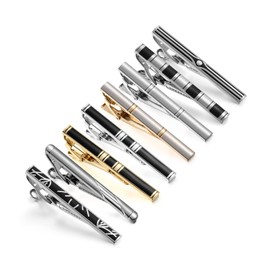 Wynameleri Tie Clips for Men, 8 Pcs Mens Tie Bars Pinch Clip Set Business Shirt Necktie Parts T0308021
