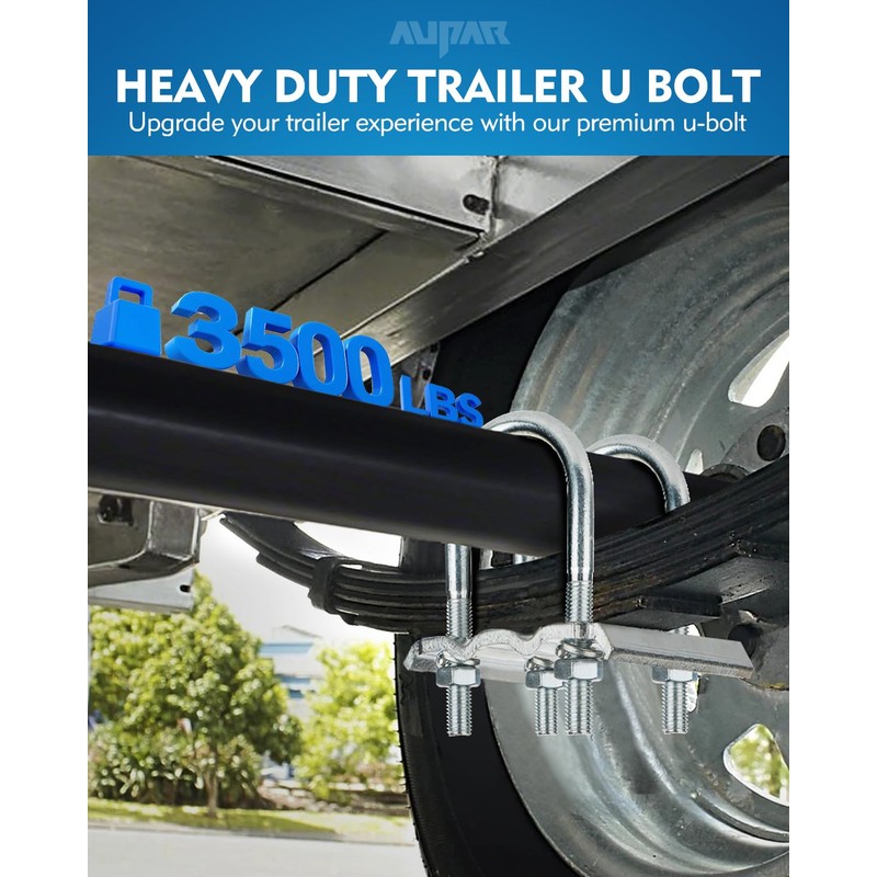 Aupar Heavy Duty Trailer U Bolt Kit for 3,500 lb