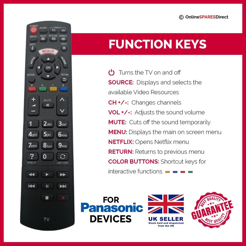 Replacement Panasonic Remote Control For TX-49DS500B DS500B Full HD Smart