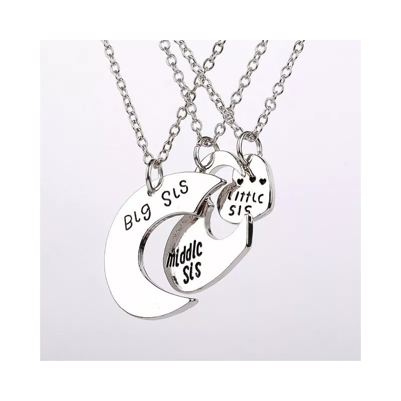 Deluxe 3 Collares De Hermanas Colgantes Regalo Forma Corazón