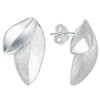 Vinani Stud Earrings Flower Leaf Brushed Shiny 925 Sterling Silver
