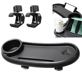 DeJivsin 3 in 1 Snack Tray for Pushchair, Pram Snack Tray for Pram Accessories Pushchair, Stroller Snack Tray with Cup Holder, Universal Pram Food Tray, Adjustable Buckle Pram Food Tray for Pram