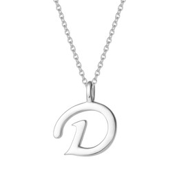 Agvana Necklace with A to Z Letter Pendants, 925 Sterling Silver Name, Chain, Alphabet Initials, Necklace for Women / Girls with Gift Box, Chain Length 40 + 5 cm, Silver, d