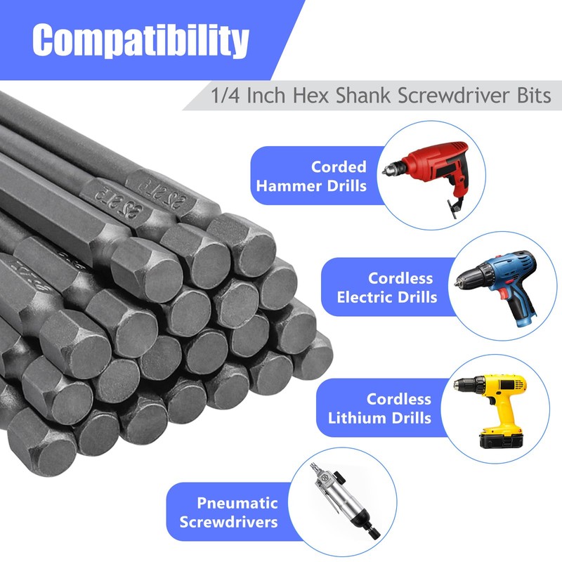 FyMosem 21Pcs 4-in-1 Long Magnetic Screwdriver Bit Combination Set 1/4