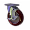5" Swivel Caster with Maroon Polyurethane Wheel & Top Brake