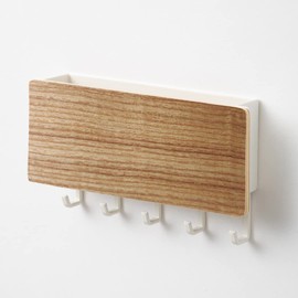 Key Board Modern Wall Key Hook Key Board Wooden Key Hook for Wall Key Holder Made of Wood with 5 Plastic Hooks to Combine the Mail Folder with the Key Hook