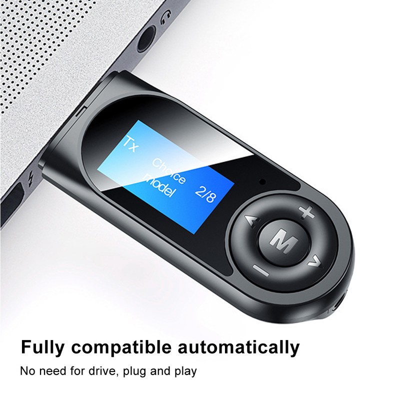 Bluetooth 5.0 Audio Adapter Wireless Transmitter Receiver with LCD for