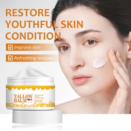 Pemarlis 2pcs Beef Tallow Creme für Die Hautpflege,Rinderhalsbalsam, 100% Grass Fed Beef Tallow Balm für Rissige, Trockene Haut, Gesicht und Körper ed Bio-Gesichtscreme mit rohem Wildhonig cream