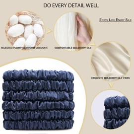 Silk Hair Towel, Friction-Resistant, Amino Acid-Rich, Durable, Breathable (6PCS（Dark Blue）)