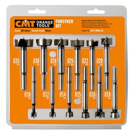 CMT 537.000.12 12-Piece Forstner Bit set, 10-12-14-15-16-18-20-22-25-26-30-35mm Diameters, 8-10mm Shank