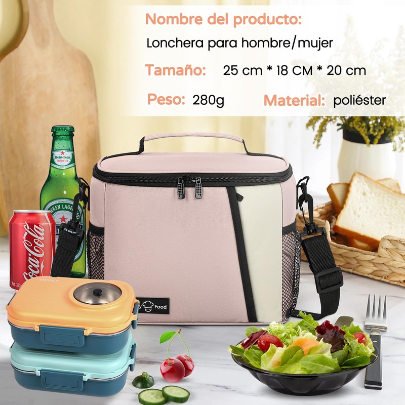 Bolsa de Almuerzo Gran Capacidad, Lonchera Para Mujer Hombre, Lonchera
