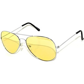 Classic Aviator Sunglasses Yellow Gradient Lens Metal Silver Frame UV 400