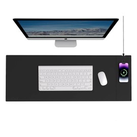 Magnetische drahtlose Lade-Mausmatte, 80x30 cm extra große Schreibtischunterlage, wasserdichte und kratzfeste Mausmatte, kohlenschwarze Computer-Mausunterlage für MacBook, PC und Laptop