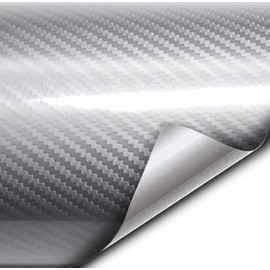 VVIVID Epoxy High Gloss Carbon Vinyl Automotive Wrap Film DIY Easy to Install No Mess (2ft x 5ft, Silver)