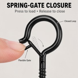 20-Pack Black Q-Hanger Screw Hooks with Safety Buckles, 2.2-Inch, 40 lb Max Load