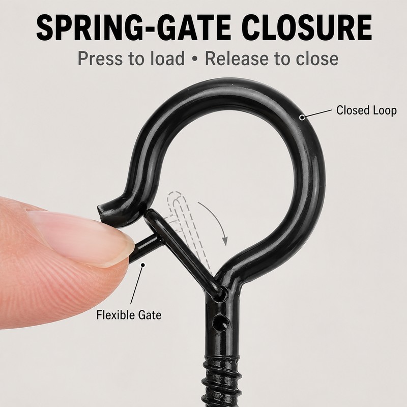 20-Pack Black Q-Hanger Screw Hooks with Safety Buckles, 2.2-Inch, 40