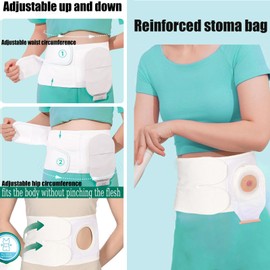 Ostomy Support Belt，Adjustable Prevent Parastomal Hernia Stealth Support Belt For Men Women,Colostomy Ileostomy Postoperative Abdominal Belt (White, M (32-38in))