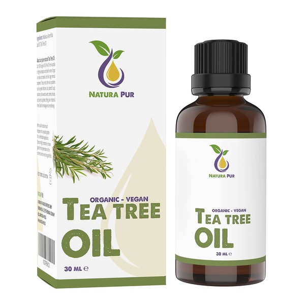 ORGANIC Tea Tree Oil 30ml, vegan – 100% pure tea tree essential oil from Australia – Treatment for blemished skin, inflammatory skin conditions, anti-pimples and acne