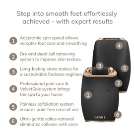GESKE Electric Pumice Foot Smoothing Roller | 7 in 1 | Elektrische Fußfeile | Bimsstein | Weiche Füße | Effektive Hornhautentfernung | Handliches Design |Für Dein Pediküre-Set