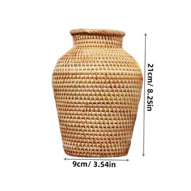 VOSAREA Rattan Vase Country Style Woven Plant Holder Basket Rustic Vase Hand Woven Dried for Home Decoration