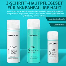 Shefave Hautpflegeset für Akne Haut, 3-Schritt Beauty Set, Reiniger, Toner, Repair Creme, Entfernen Akne, Poren Verkleinern, Geschenk Teenager Mädchen, Gesichtspflege Reisegrößen Produkte