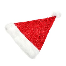 Alipis Xmas Santa Hat Plush Christmas Hat for Adults Merry Christmas Party Supplies Red Sparkles
