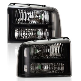 G-PLUS Headlights Assembly, Compatible with 2005 2006 2007 Ford F250 F350 Super Duty Bumper Headlamps, Clear Lens Black Housing Clear Reflector,faros delanteros