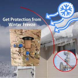 King Mills 5 Layer Sprinkler Covers for Outside, L-Shaped Opening Back Flow Covers for Winter Freeze and Intense Sun Protection. Outdoor Pipe Insulation Cover.[Sand Camo] 24x30in