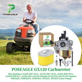 POSEAGLE GX120 Carburetor Kits Replaces 16100-ZH7-W51, 16100-ZH7-W50, 16100-ZH8-W61, 16100-ZE0-817, 16100-ZE1-825 for Honda GX120 GX110 GX140 Engines WDP20X, WDP20XT, WDP30X, WP20X, WP30X Water Pumps