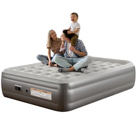 Air Mattress Queen with Built-in Pump, Blow up Mattress in 3-Min, 18 inch High Thicken Sturdy Inflatable Mattress for Guests & Home, Waterproof Inflatable Bed for Camping, Air Bed with Carry Bag