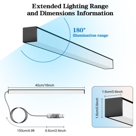 FenglinWisdom RGB LED Monitor Ambient Light Bar, 16 Inch USB Powered, APP Control & Music Sync, 16 Million Colors Dimmable, Gaming/Desk Display Backlight
