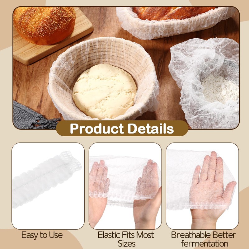 Fanfanwin 200 Pcs Banneton Liner Bread Proofing Basket Covers Non