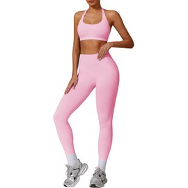 Gym Workout Sets for Women 2 Piece Set Seamless Yoga Workout Outfits Sports Bra High Waist Leggings Tracksuits Set