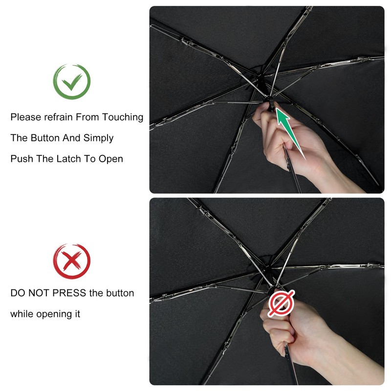 Lejorain Travel Mini Umbrella for Purse - Black Compact Durable