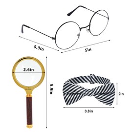 HOVEOX 4 Pieces Detective Costume Detective Hat Outfit Costume Accessories Set (Style 2)